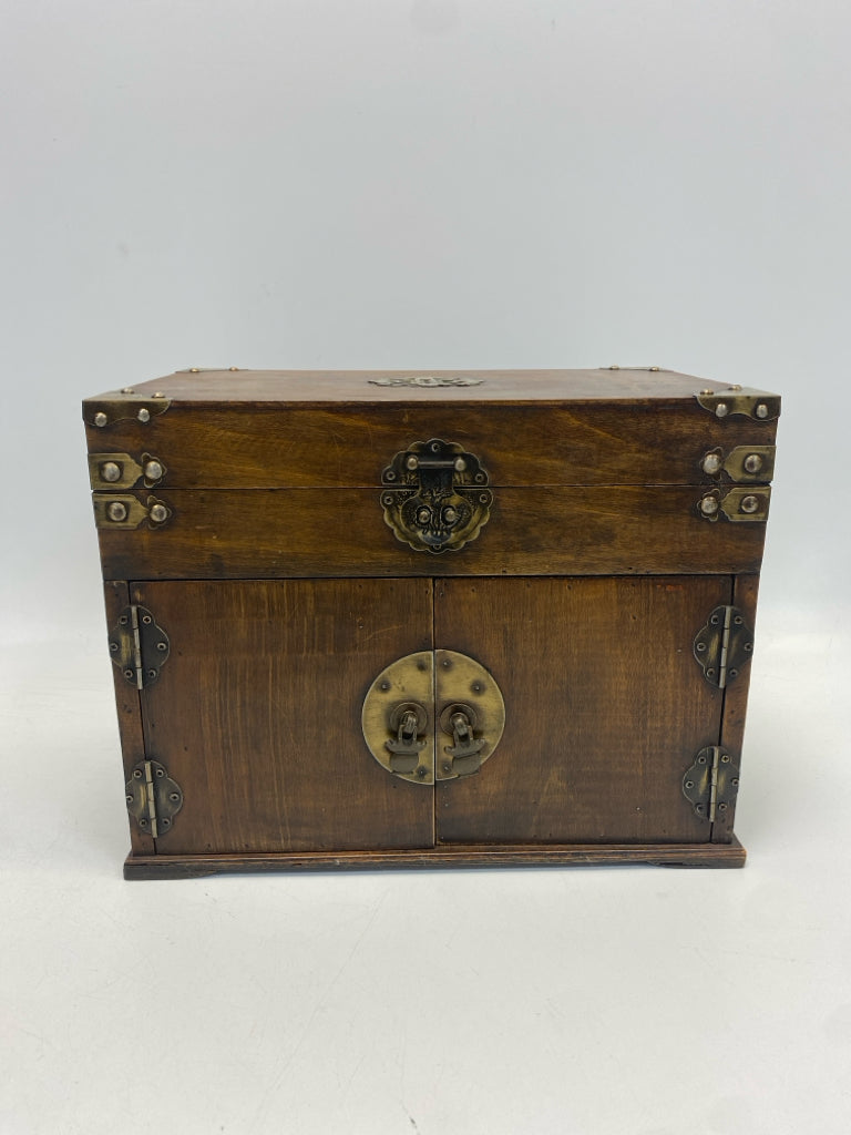 Brown Gold Accents Wood/Metal Box