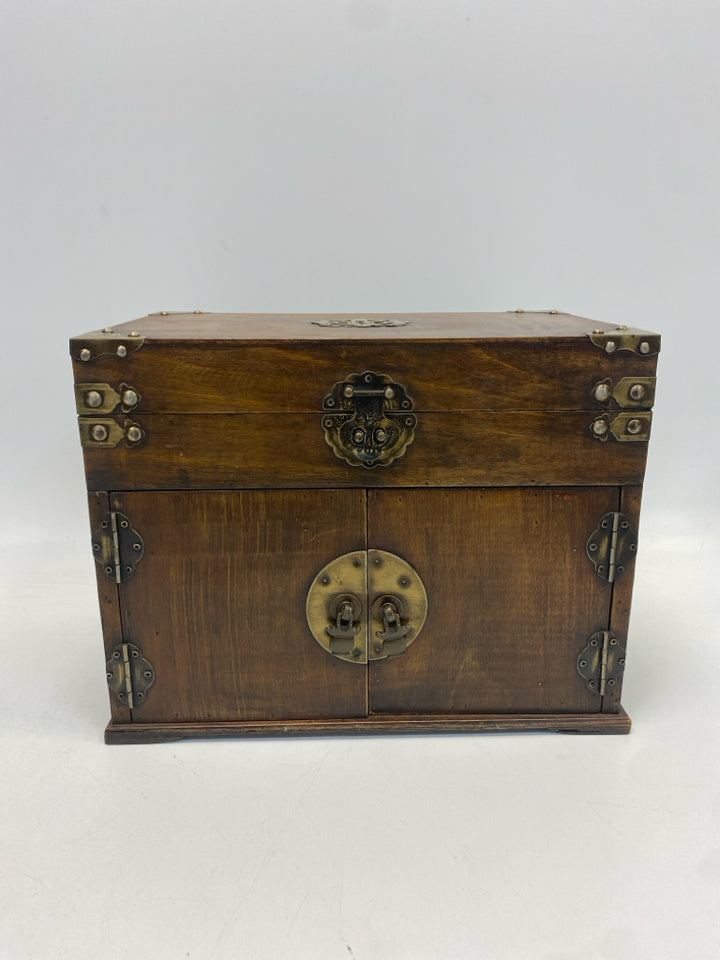 Brown Gold Accents Wood/Metal Box