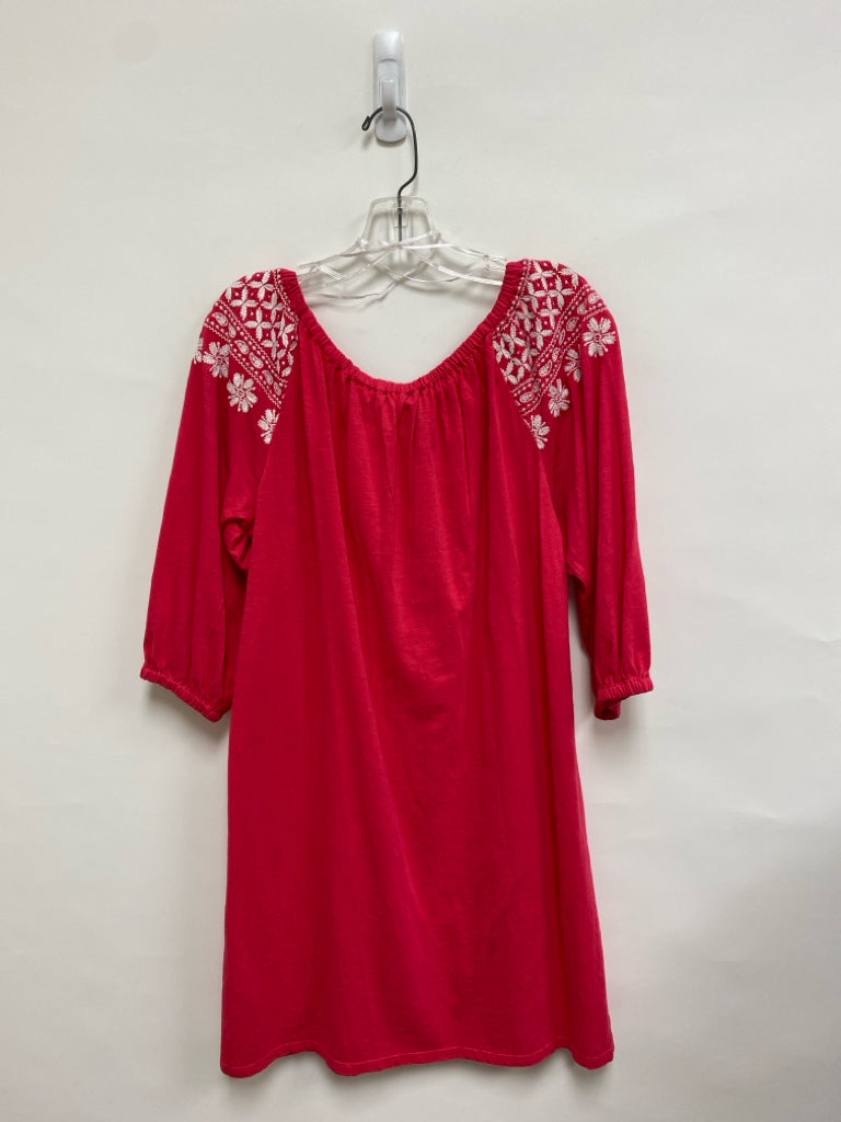 NWT Tommy Hilfiger Size M Hot Pink White Embroidered 3/4 Sleeve Ladies Dress