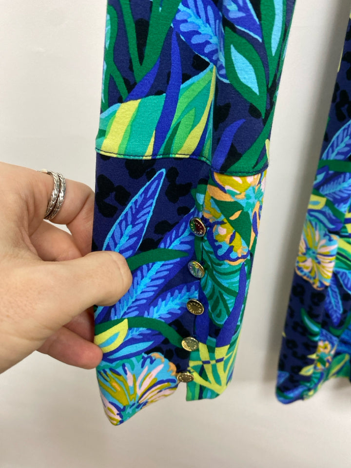 LILLY PULITZER Size M Navy/Green Blue/Pink Tropical Ladies Dress