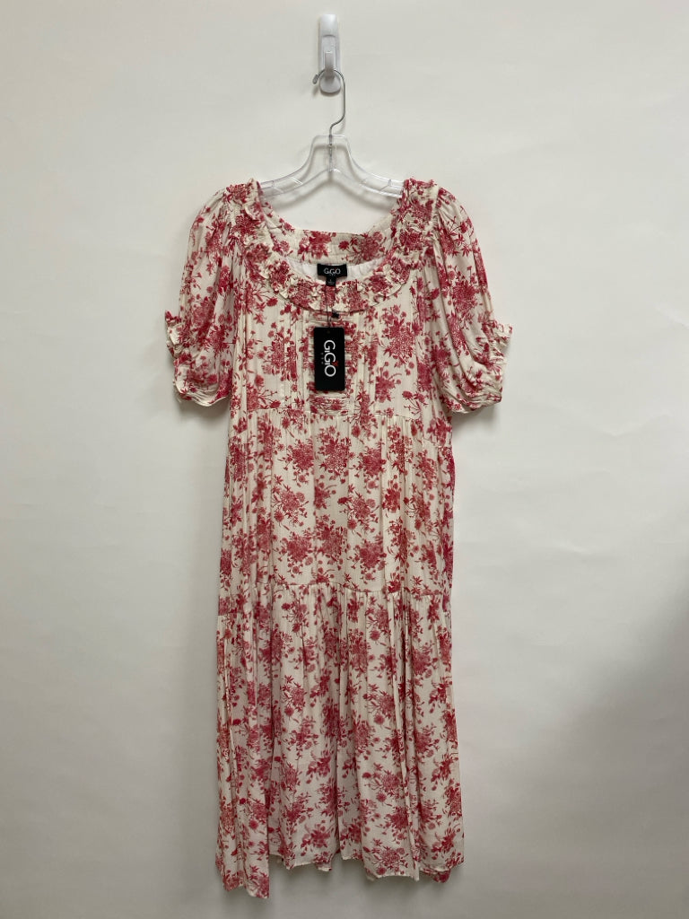 NWT GiGiO Size L White Magenta Floral Ladies Dress