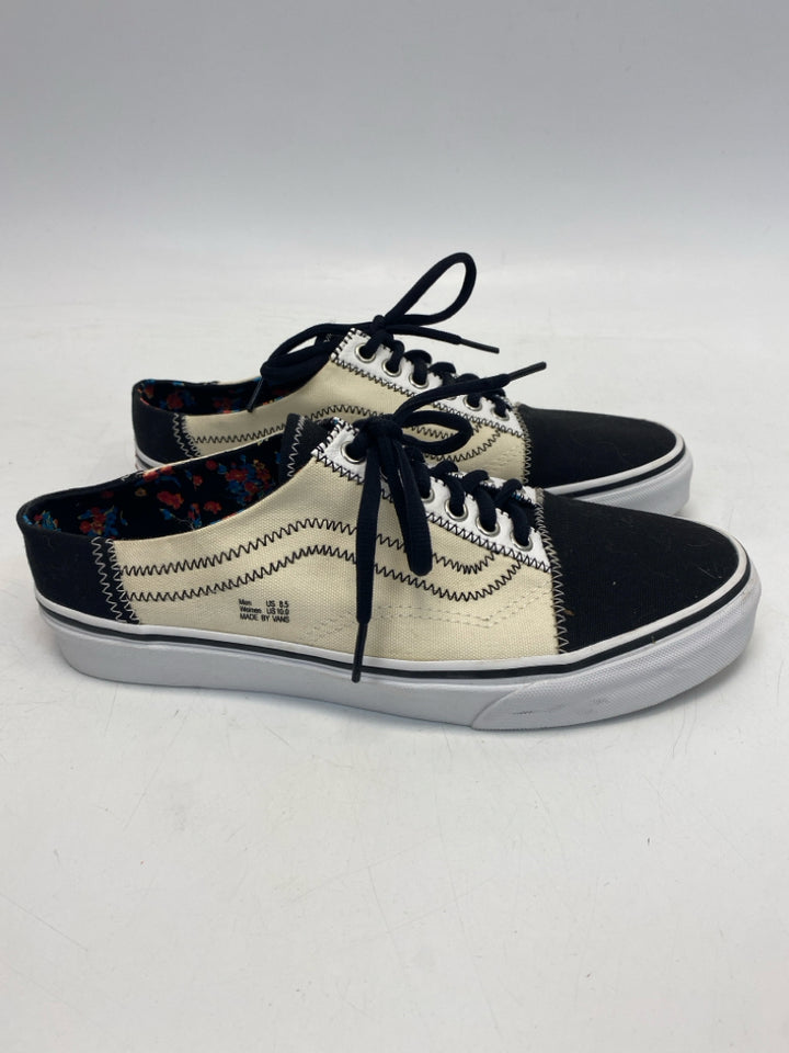 Vans US Shoe Size 10 Black Cream Lace-up Sneakers