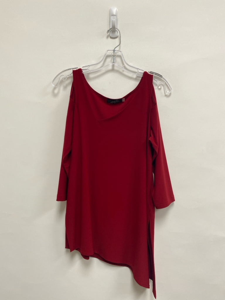 Sympli Size 8 Red Cold Shoulder Ladies Top