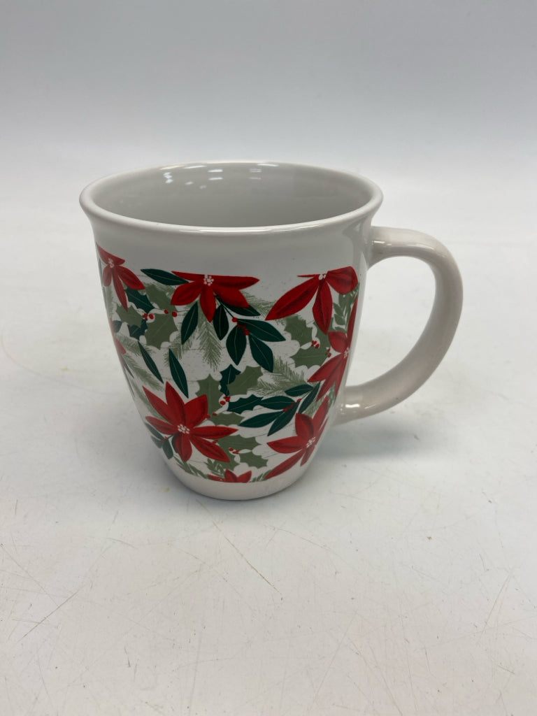 White Red/Green Poinsettia Christmas