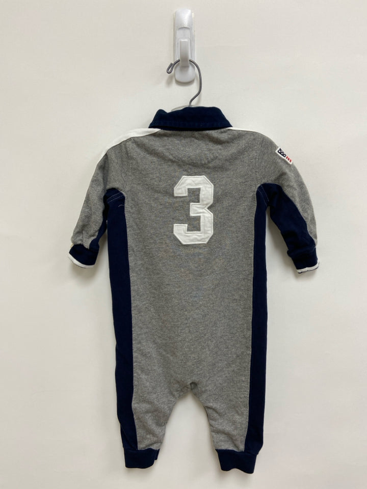 Ralph Lauren SIZE 6M Gray Navy/White Trimmed Long Sleeve Boy&