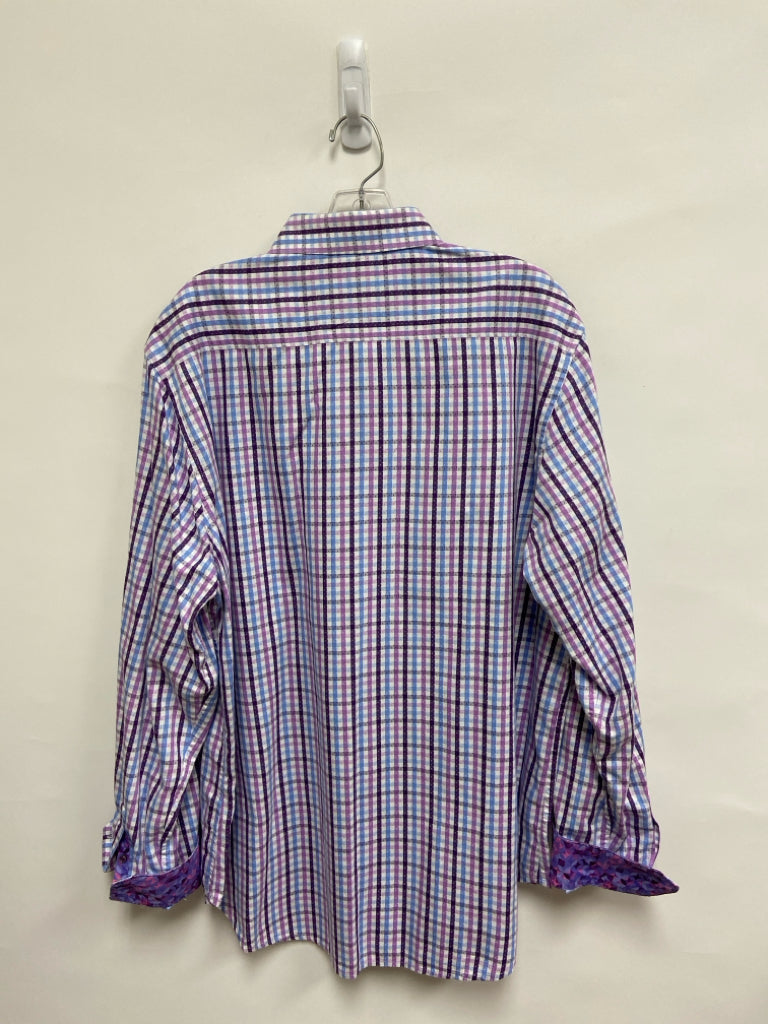 Robert Graham Size XL White/Blue Plum Plaid Men&