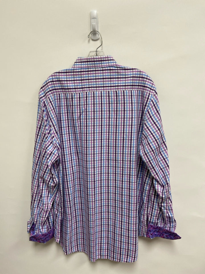 Robert Graham Size XL White/Blue Plum Plaid Men&