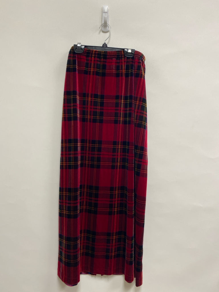 Coldwater Creek Size L Red Multi Color Plaid Velvet Ladies Skirt