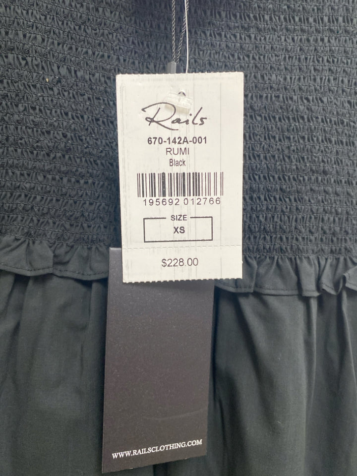 NWT Rails Size XS Black Smocking Sleeveless Ladies Dress