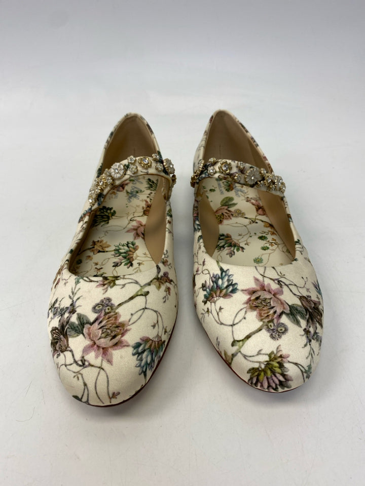 NWOT Antonio Melani  Size 8.5 Cream Multi-Color Floral Fabric Flats