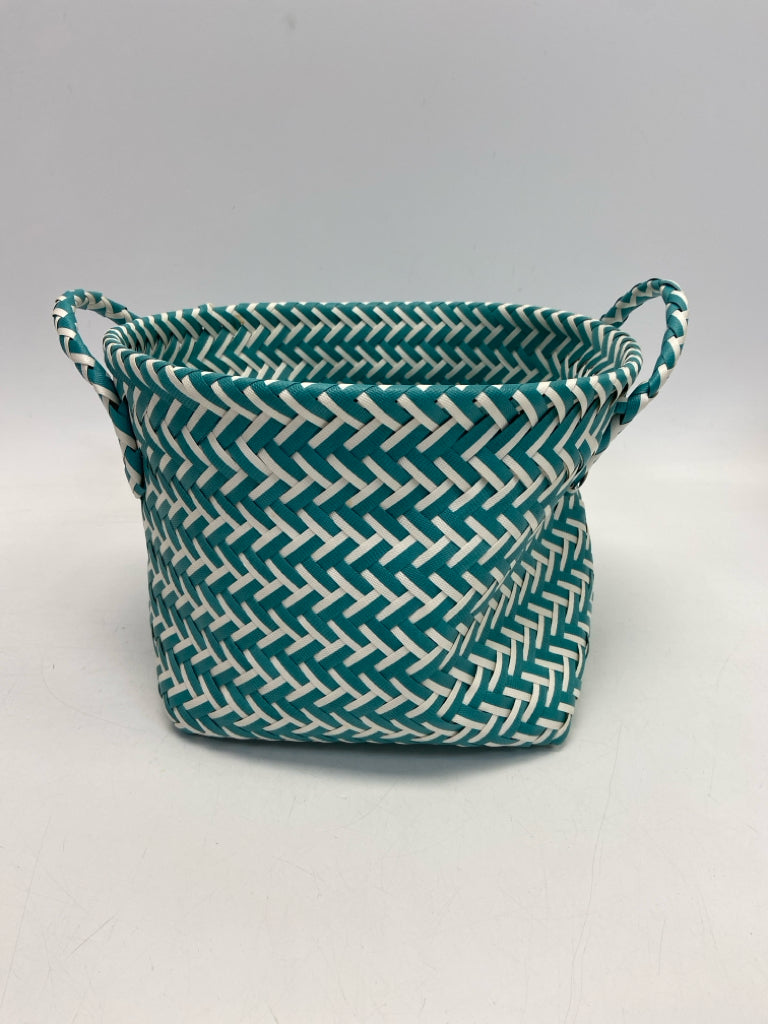 Mint Green White Woven Basket