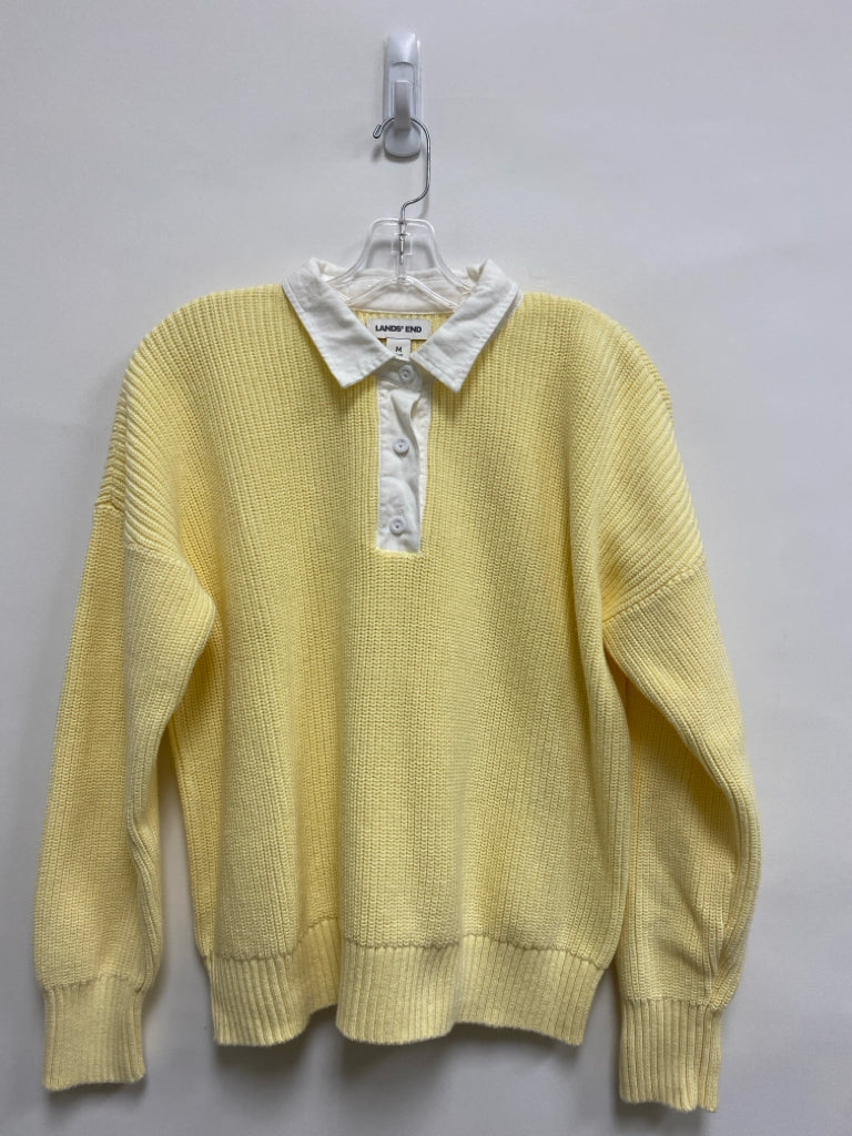 Lands End Size S Yellow White Ladies Sweater