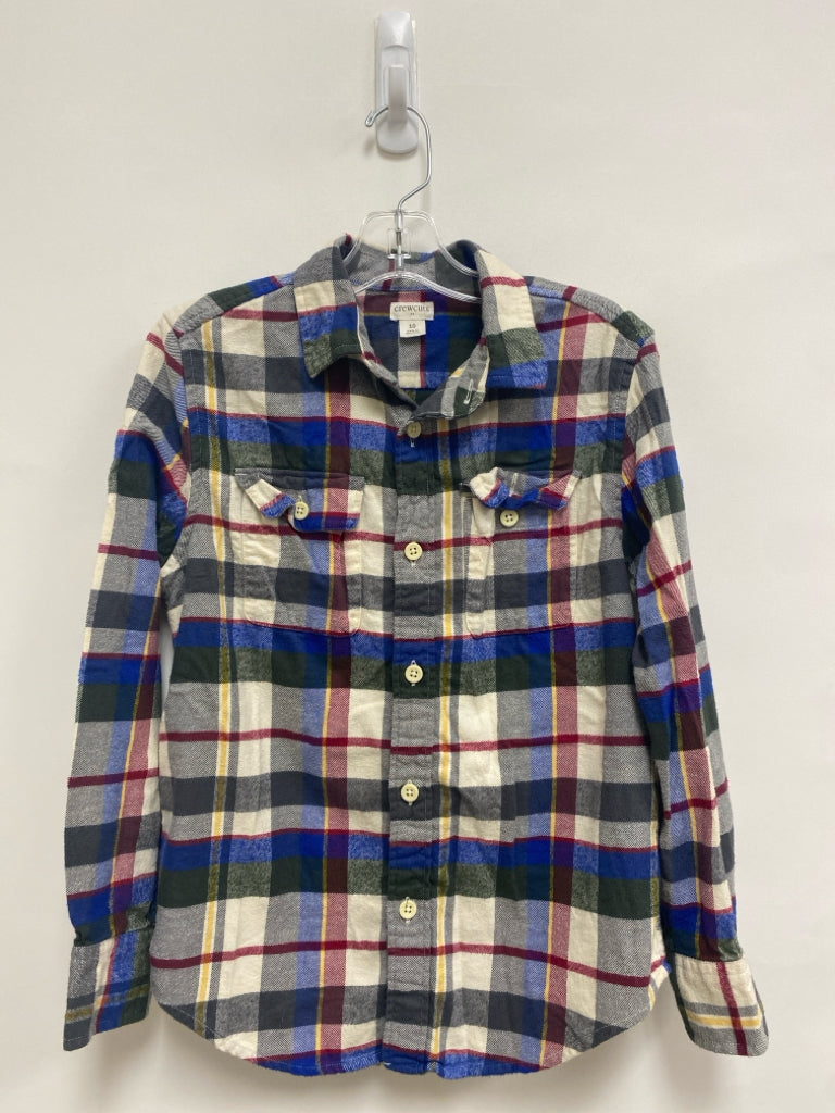 Crew Cuts SIZE 10 Cream/Gray Blue/Red Plaid Flannel Boy&