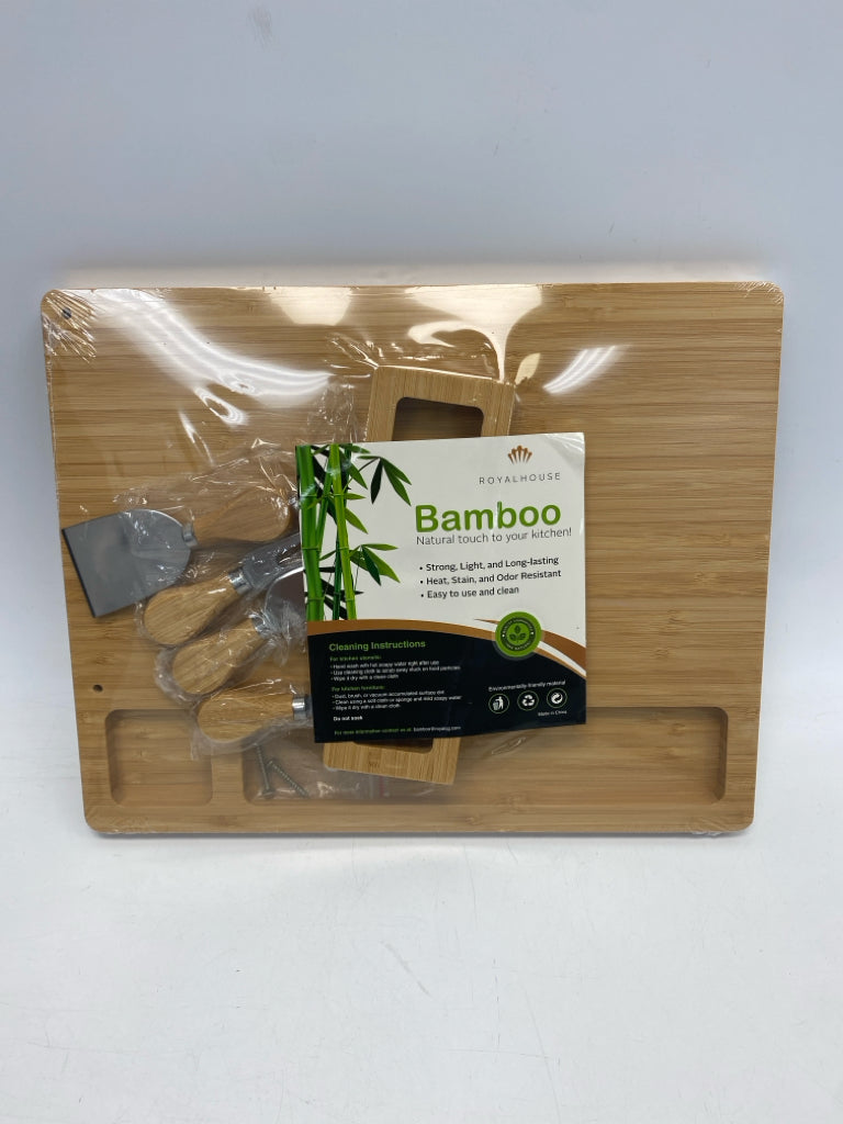 NEW/PKG Natural Wood/Metal Serving Piece
