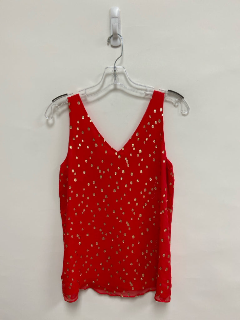 NWT LILLY PULITZER Size XS Red/Gold Dots Sleeveless Silk Blend Ladies Top