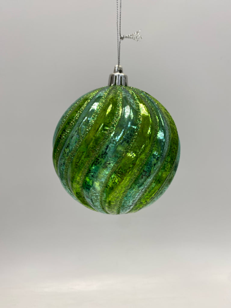 Green Blue Swirl Ornaments