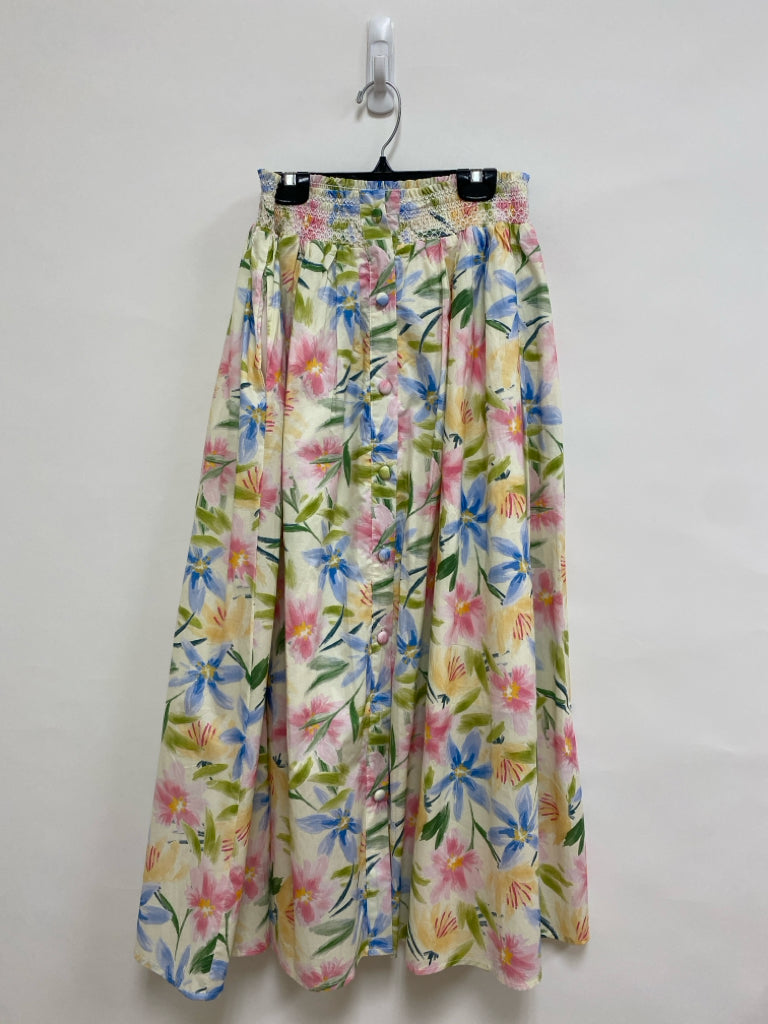 NWT GiGiO Size S Yellow/Blue Pink/Green Flowers Maxi Ladies Skirt