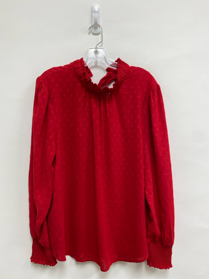 NWT LOFT Size XL Red Swiss Dot Long Sleeve Ladies Top