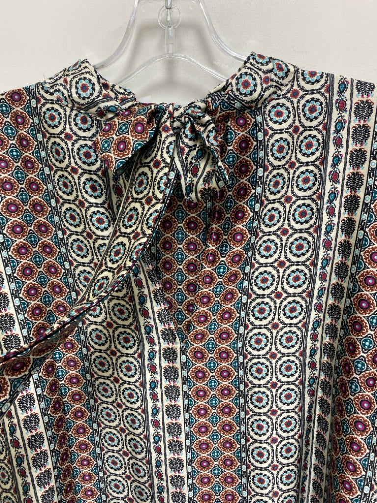NWT LOFT Size XL White Black/Purple Circles Ladies Top