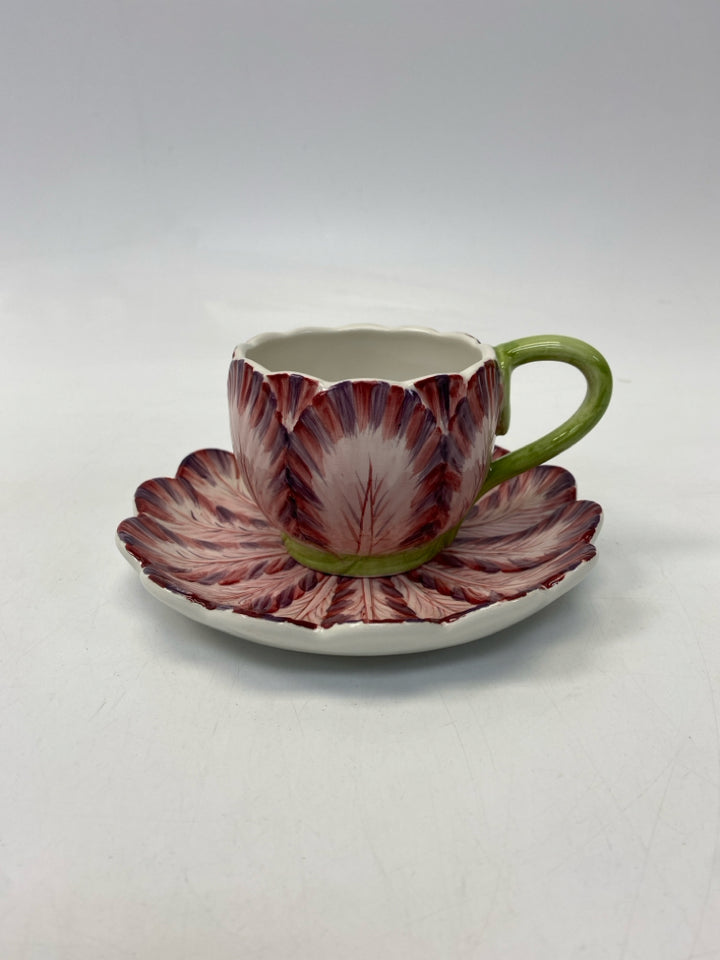 Mottahedeh Assorted Flowers Ceramic Cup/Saucer