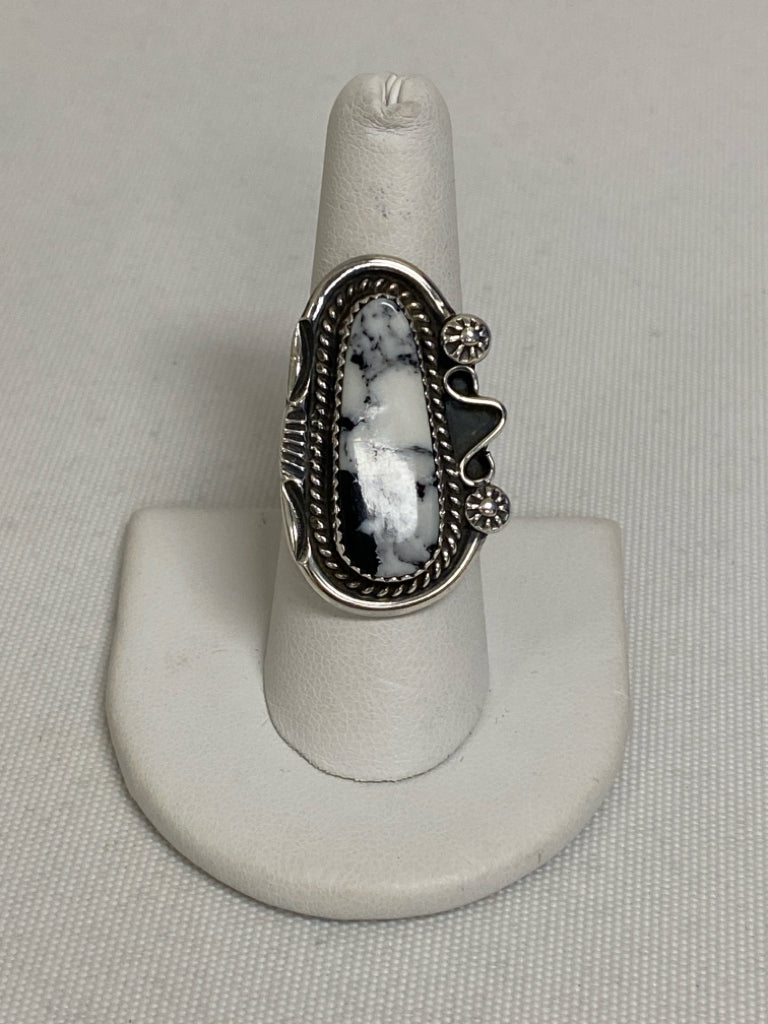 Silver Black/White Stones Ring
