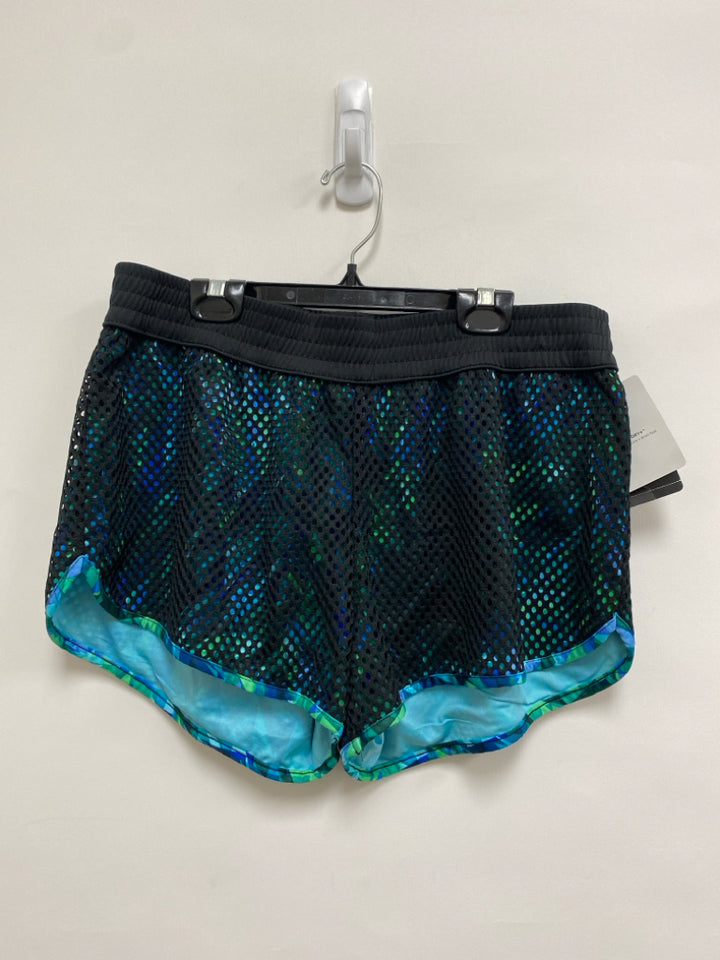 NWT Champion Size L Black Aqua/Blue Mesh Athletic Shorts