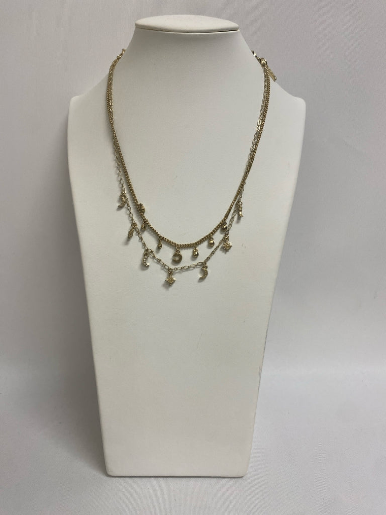 WHBM Gold Color Clear Star(s) Necklace