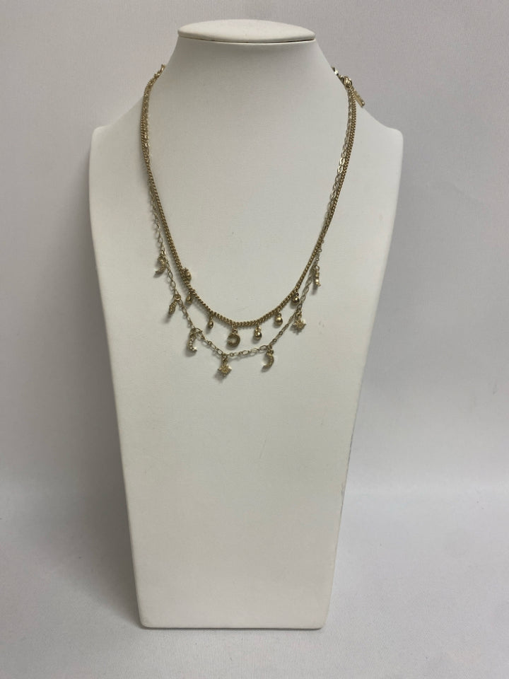 WHBM Gold Color Clear Star(s) Necklace