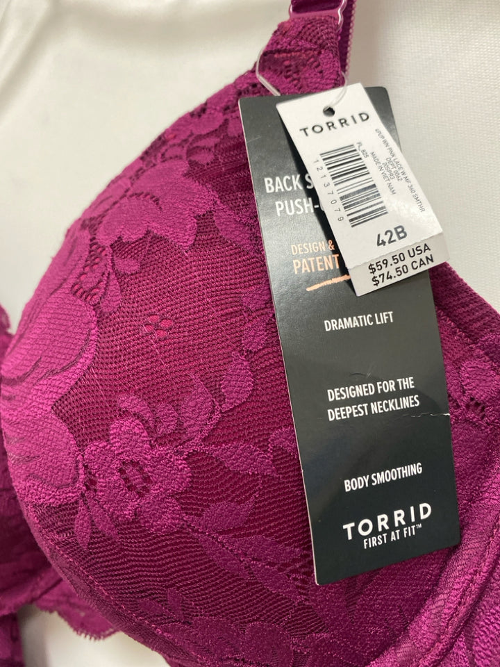 NWT Torrid Size 42 Purple Floral Lace Ladies Bra