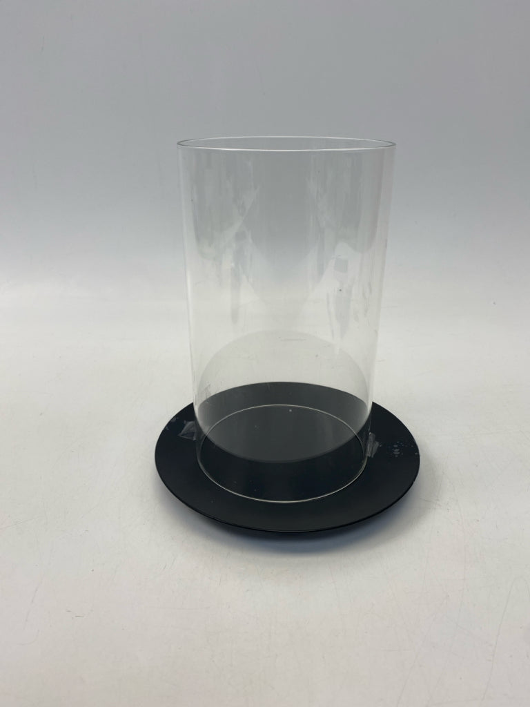 Clear Black Metal/Glass Candleholder(s)