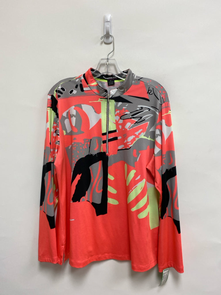 jamie sadock Size XL Coral Lime Green Quarter Zip Athletic Top