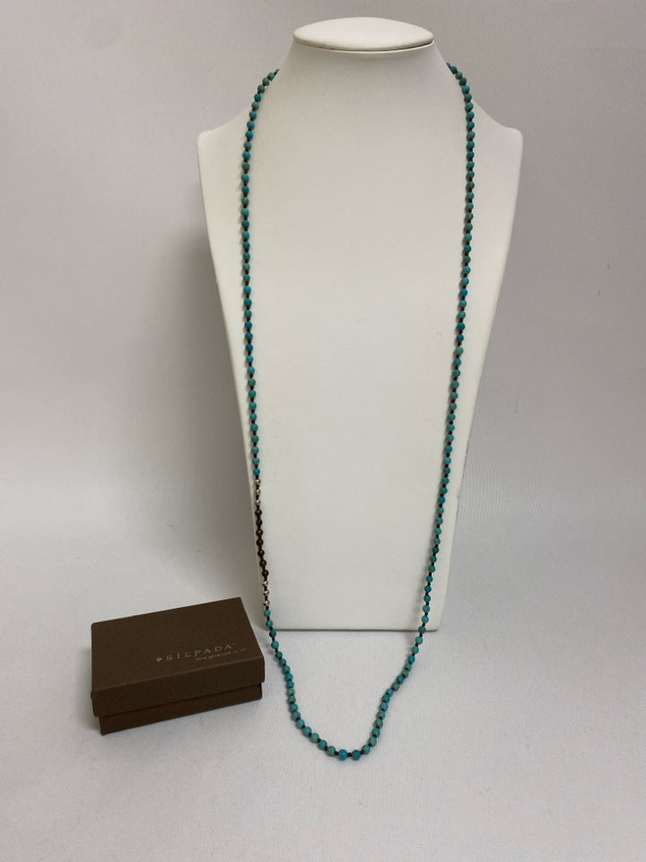 NEW/BOX Turquoise Silver Beaded Necklace