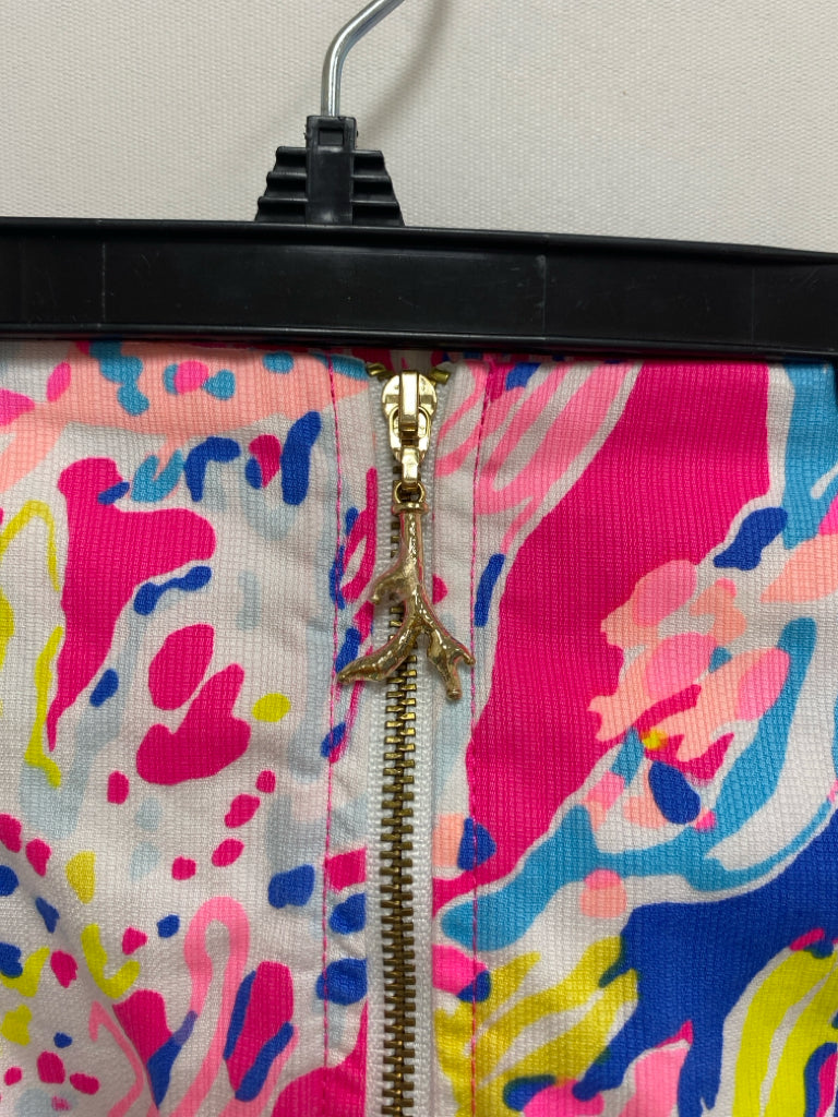 LILLY PULITZER Size 2 Pink Blue/Yellow Flowers Ladies Skirt