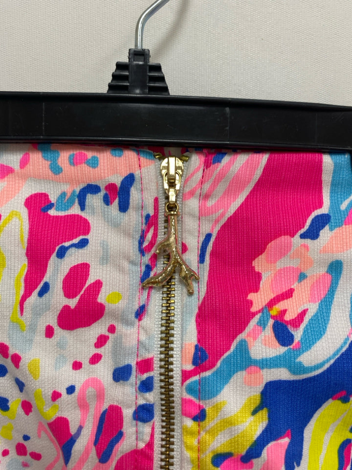 LILLY PULITZER Size 2 Pink Blue/Yellow Flowers Ladies Skirt