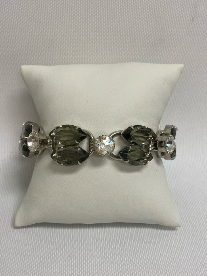Clear Silver Color Jeweled Bracelet