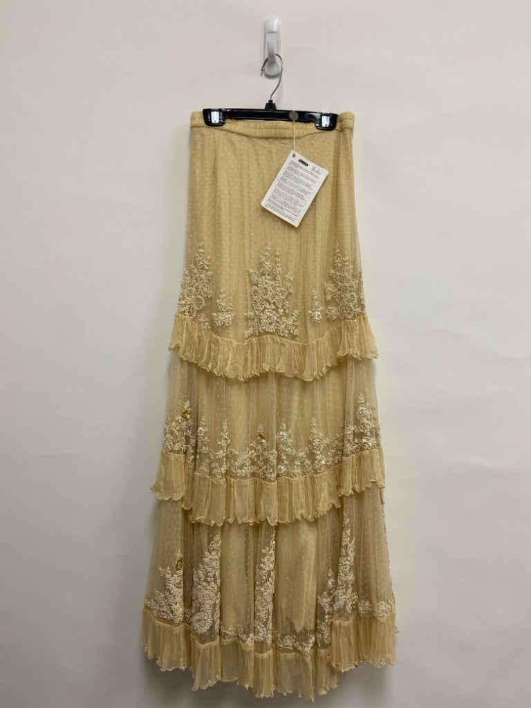 NWT Size XS Ivory Ruffles Maxi Embroidered Ladies Skirt
