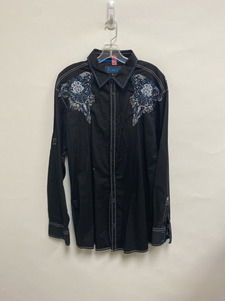 Roar Brand Size 2X Black Gray/Blue Embroidered Men&