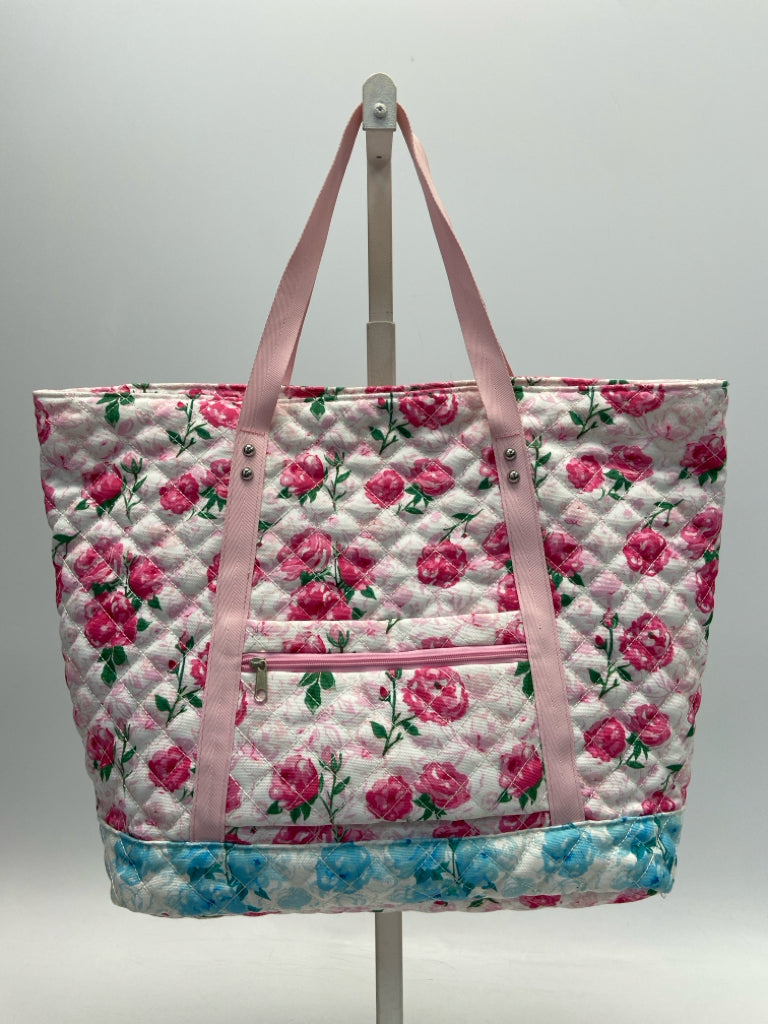Sweet Honey White/Pink Blue Flowers Tote Bag