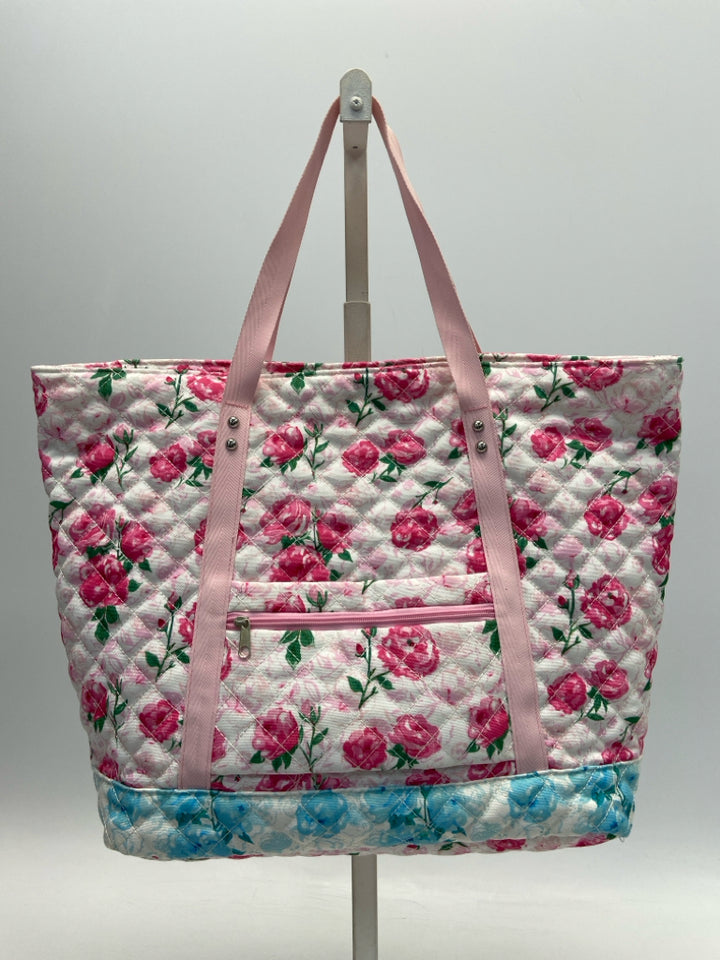 Sweet Honey White/Pink Blue Flowers Tote Bag