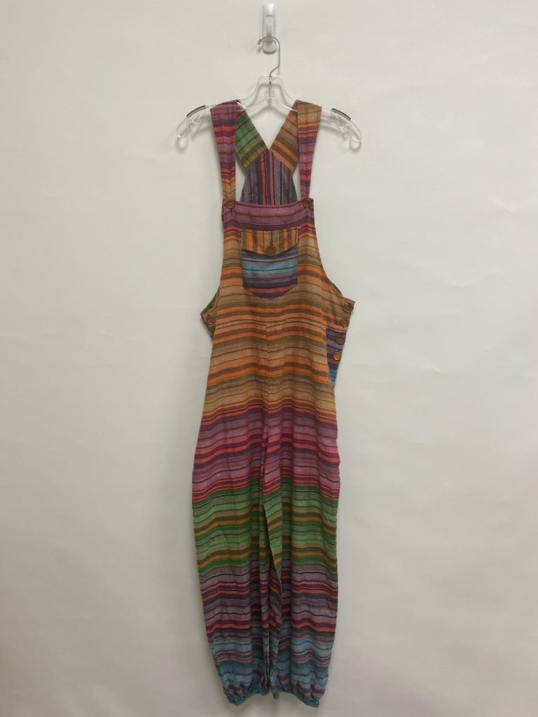 Size OSFM Orange/Red Burgundy/Blue Striped Sleeveless Cotton Ladies Jumpsuit