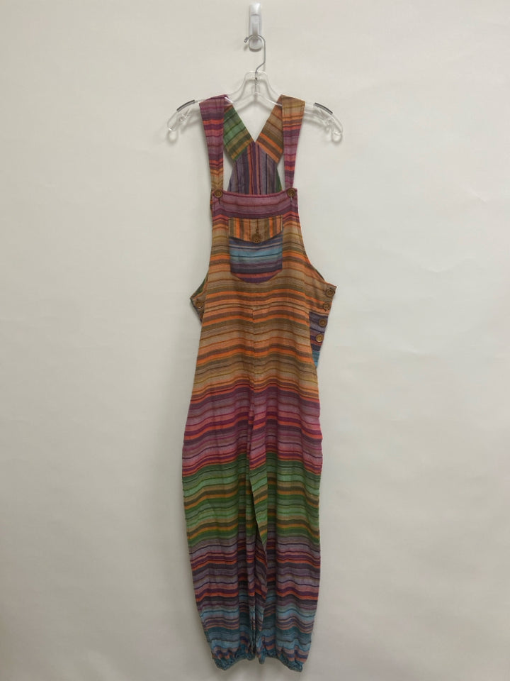 Size OSFM Orange/Red Burgundy/Blue Striped Sleeveless Cotton Ladies Jumpsuit