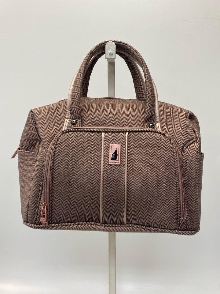 London Fog Mauve Gray Chevron Duffle Bag