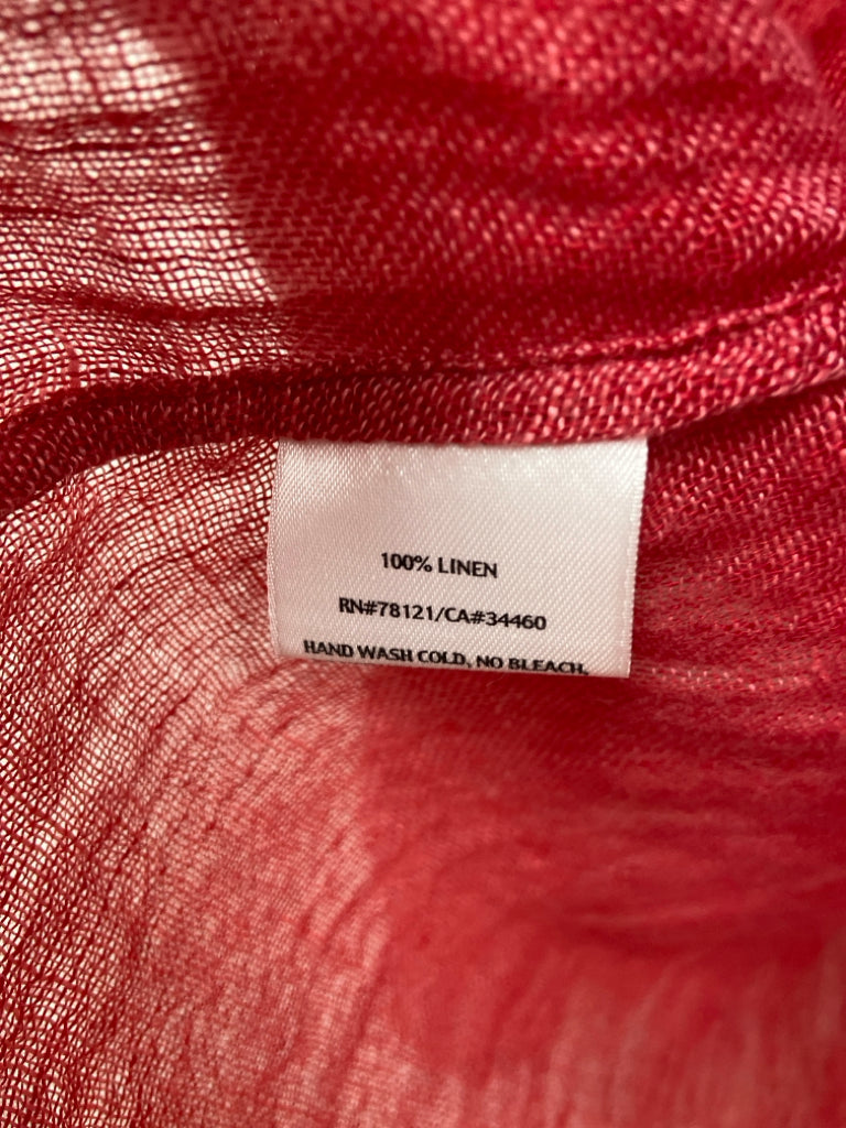 Eileen Fisher Size S Dark Coral Button Up Linen Ladies Top