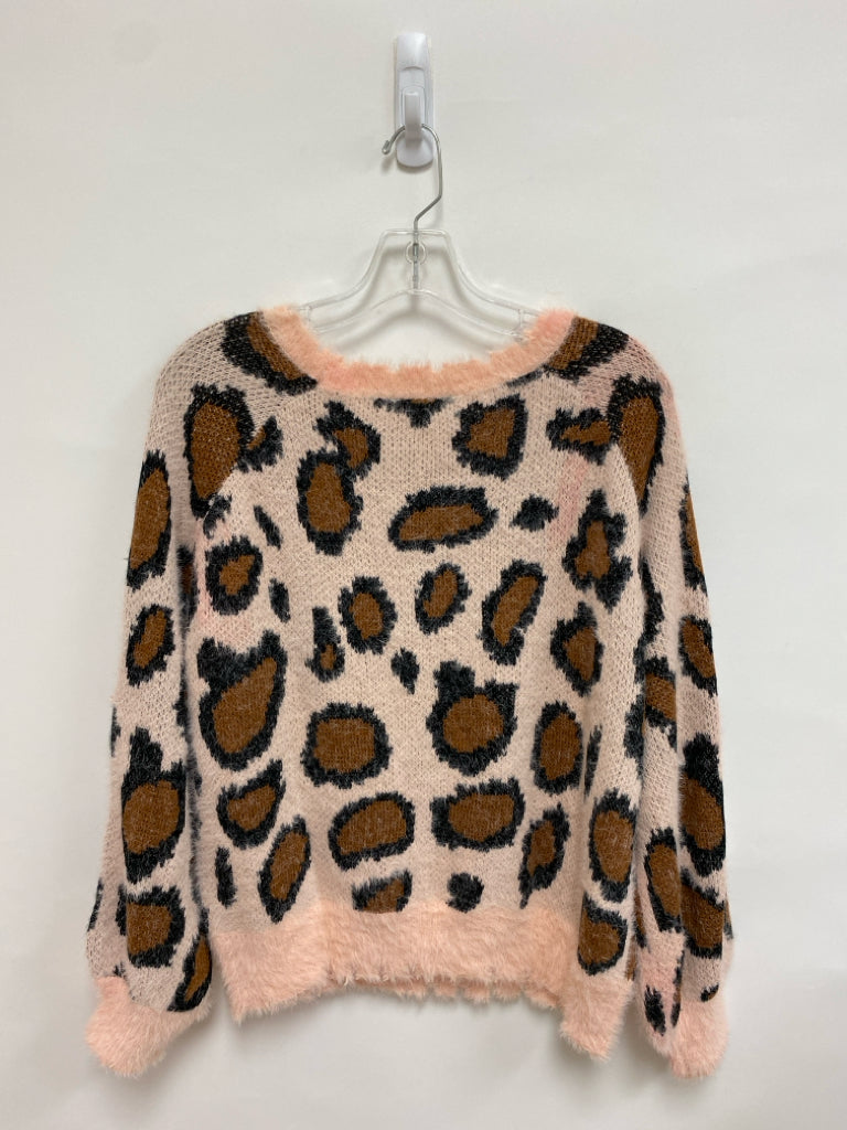 NWT Umgee Size S Pale Pink Brown/Black Animal Print Ladies Sweater