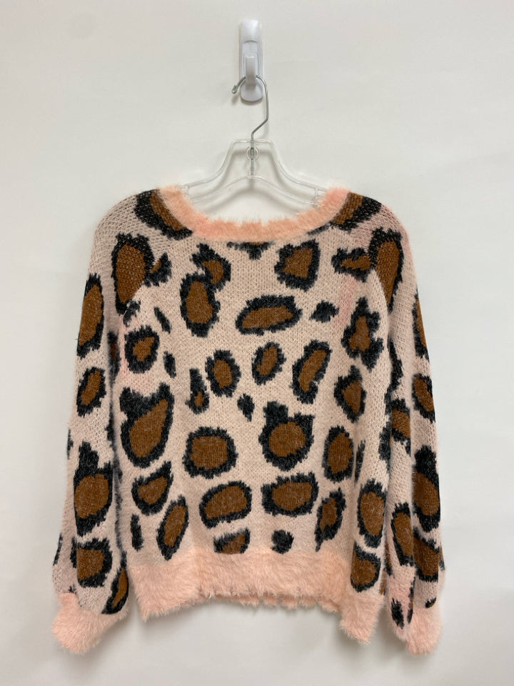 NWT Umgee Size S Pale Pink Brown/Black Animal Print Ladies Sweater