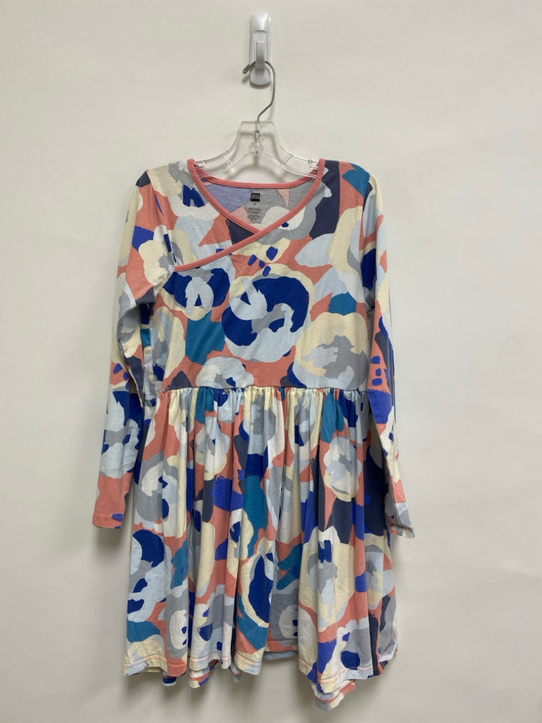 Tea SIZE 16 Coral/Cream Blue/Gray Shapes Long Sleeve Girl&