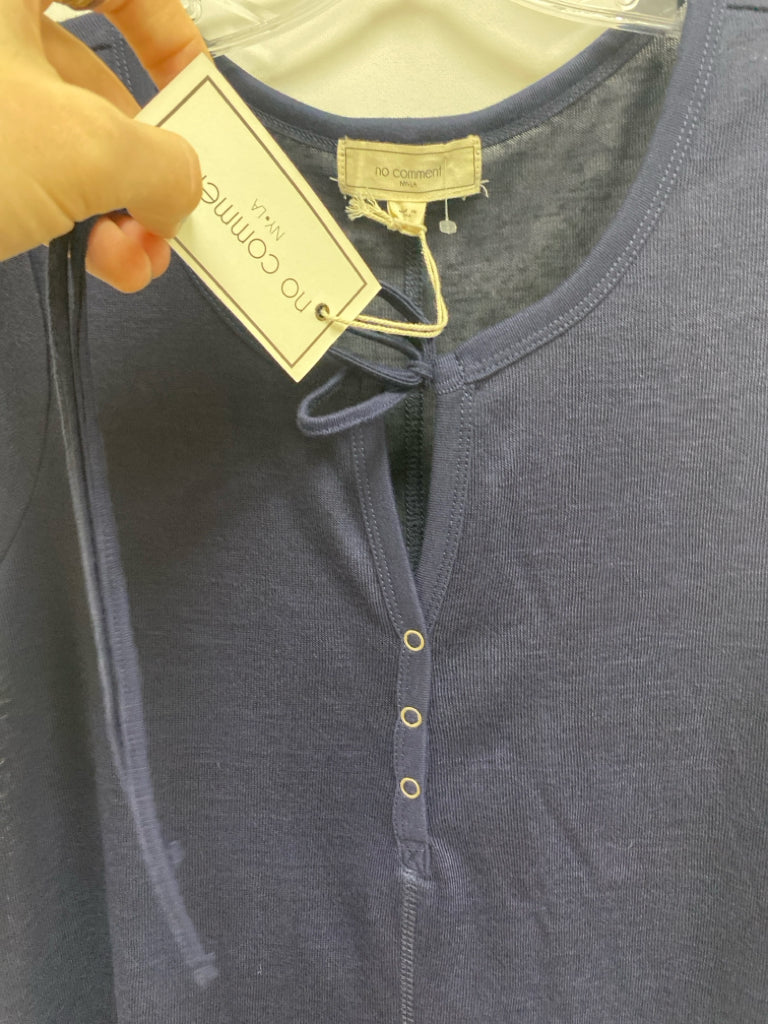 NWT no comment Size L Navy V Neck Ladies Top