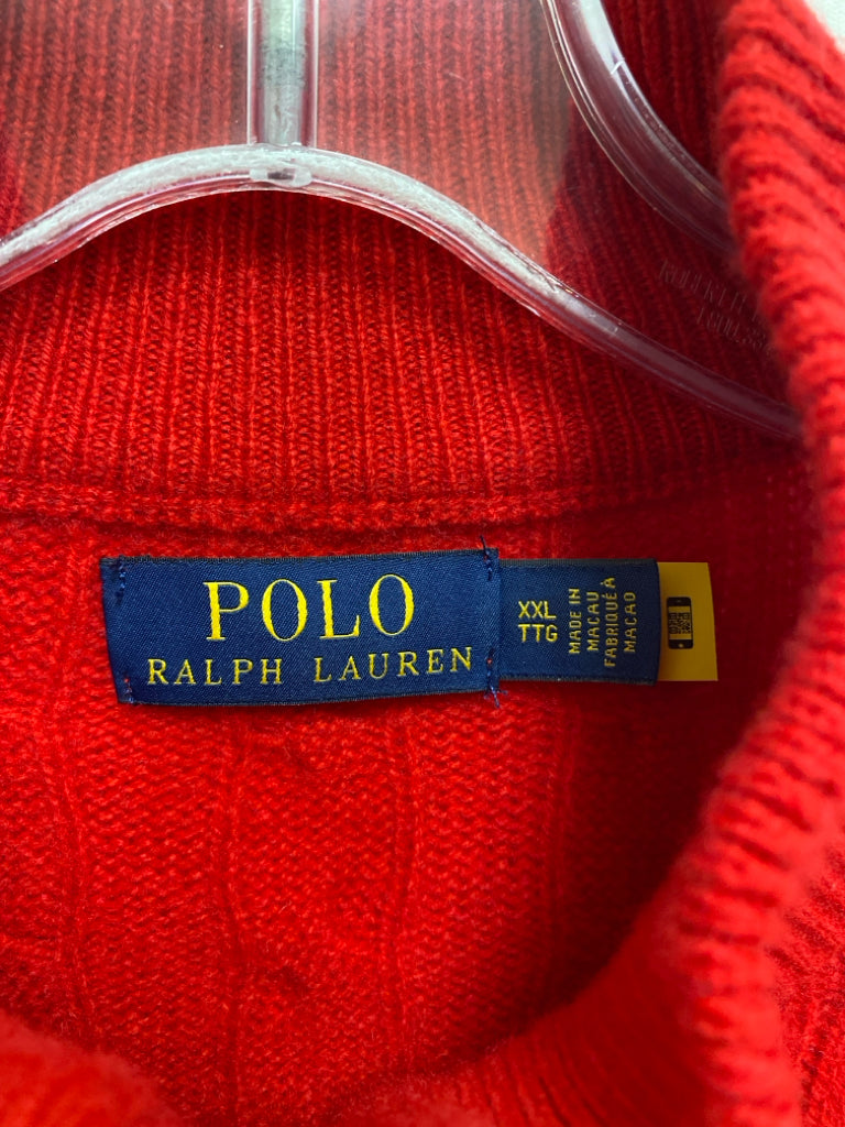 Polo Size XXL Red Cable Knit Wool Blend Men&