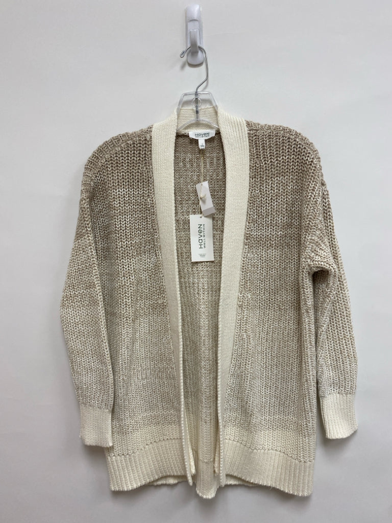 NWT HAVEN Size S Cream/Beige Heather Drape Ladies Sweater