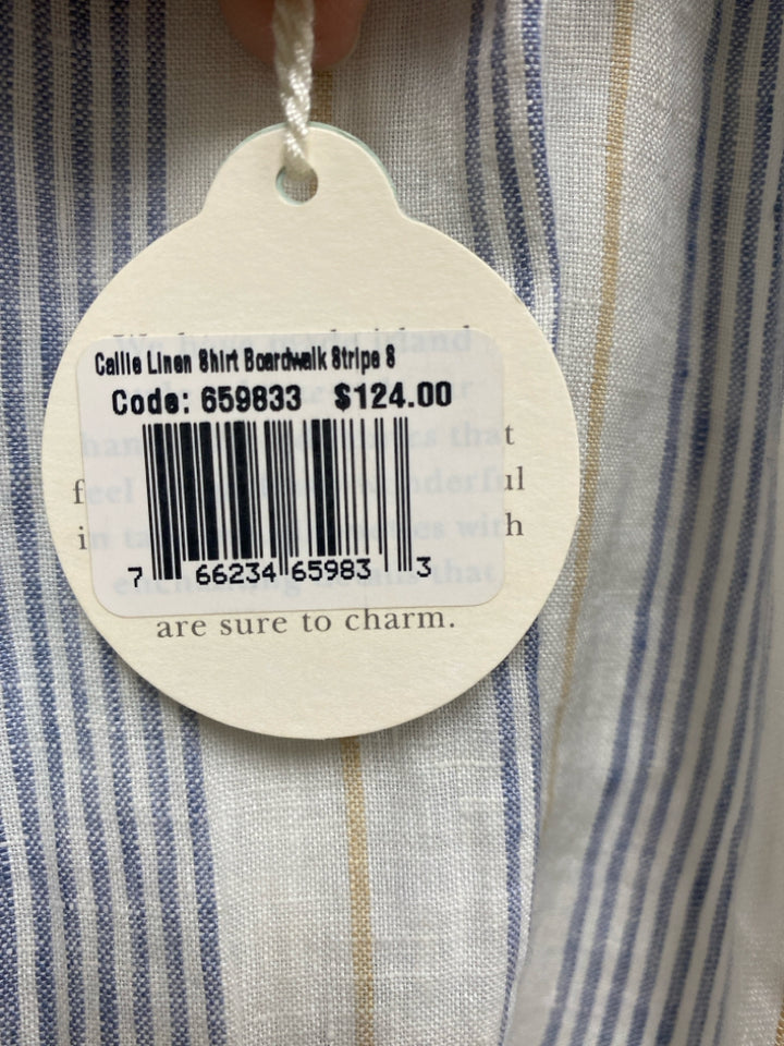 NWT Spartina 449 Size S Cream Navy/Tan Striped Linen Ladies Top